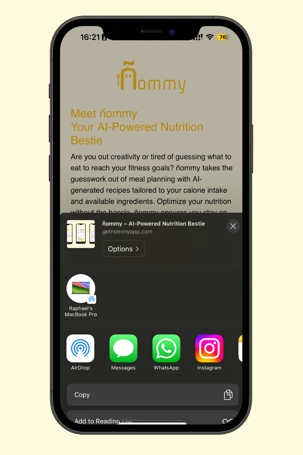 ios installation using the share menu
